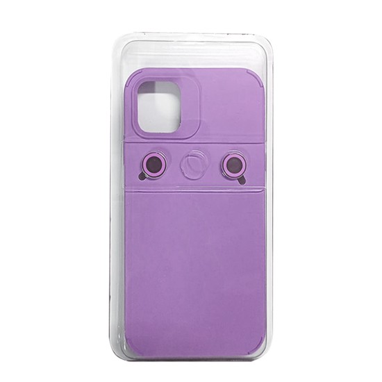 Silicone Case with Separate Camera Glass Set for Apple iPhone 15 Purple